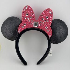 Official Disney Parks Exclusive Minnie Mouse Bow Ears Sparkle Gems Headband‎ E